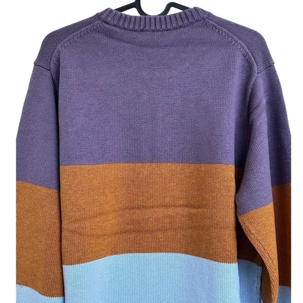 AYR Men's Colorblock Crewneck Sweater Blue Brown Cotton Pullover Size L NWOT